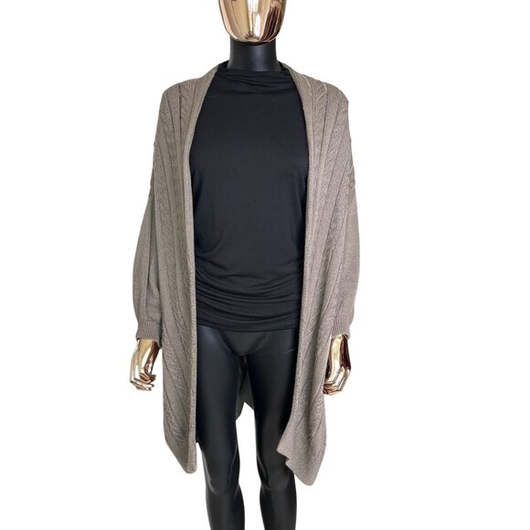 Garnet Hill Taupe Wool Linen Oversized Cardigan Sweater XS - Picture 5 of 10